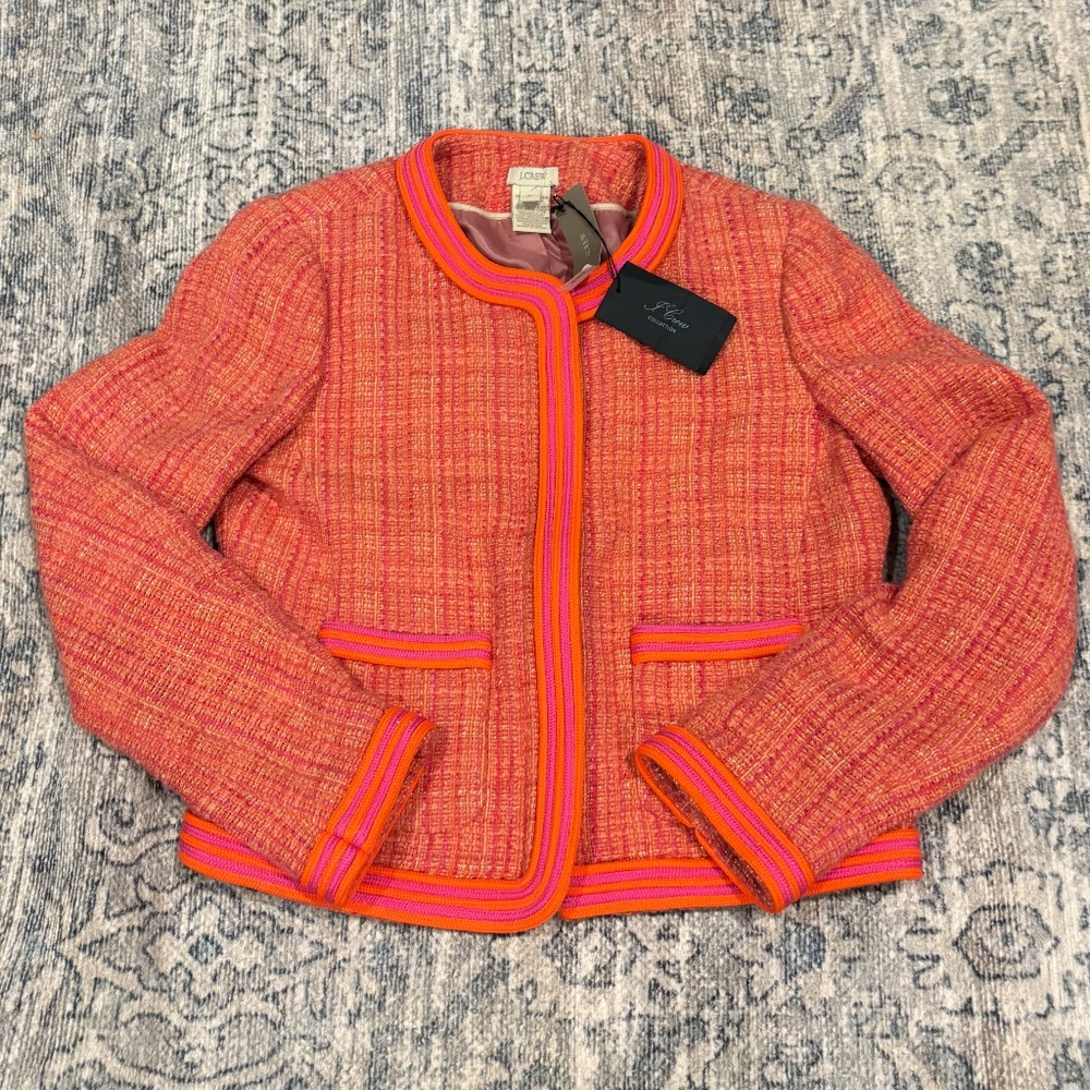 Jcrew Collection Tweed jacket with neon detailing Size 2 NWT